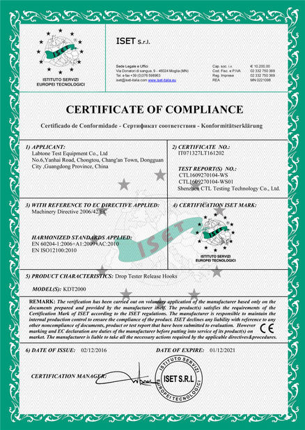 China Labtone Test Equipment Co., Ltd Certificaciones